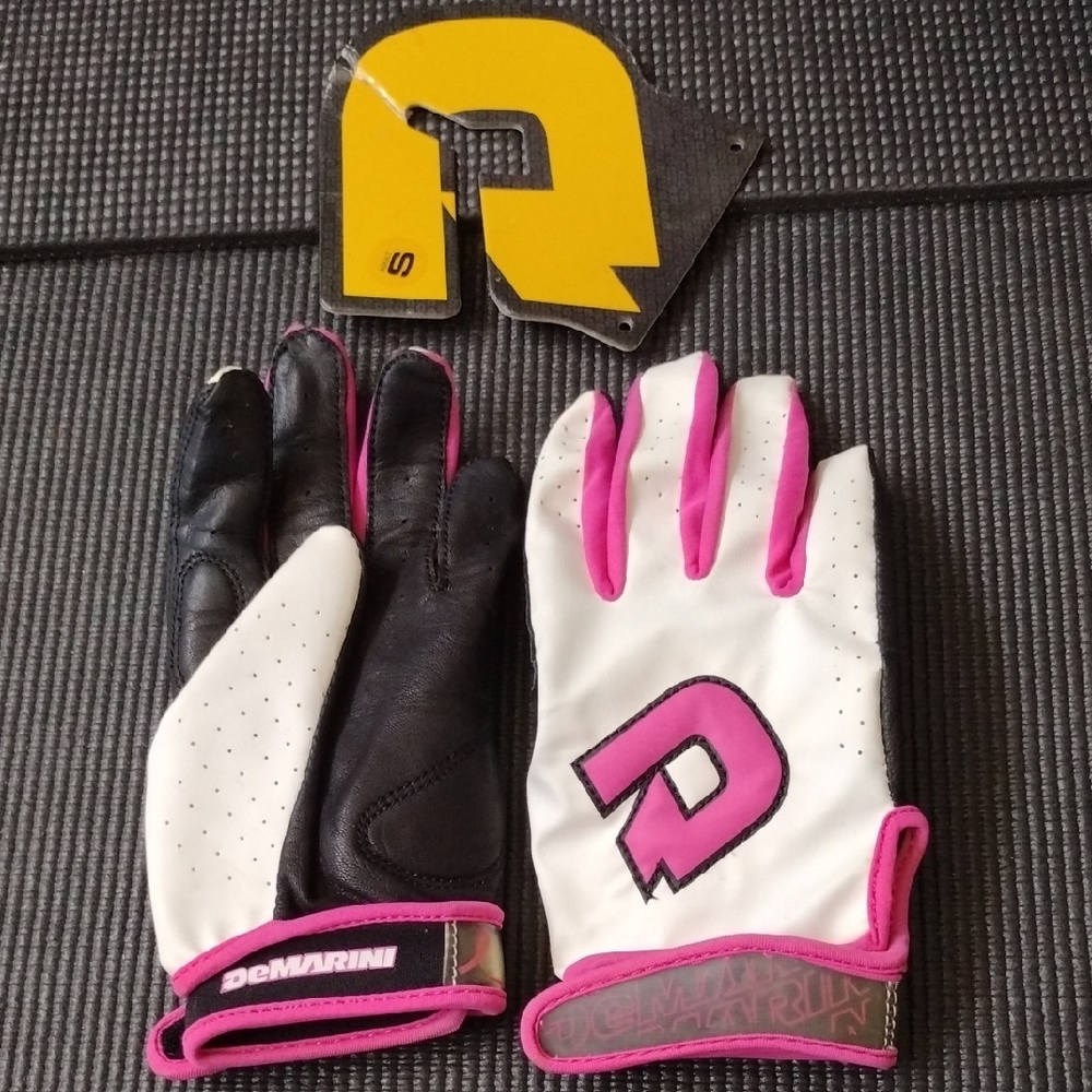 Pink and Black Batting Gloves For Softball with Reinforced Grip